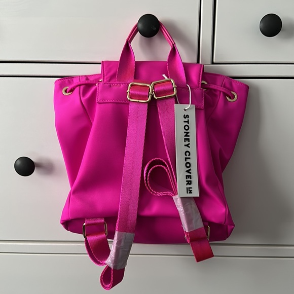 Stoney Clover fuchsia mini flap backpack with Mickey Mouse Patch - Picture 2 of 6